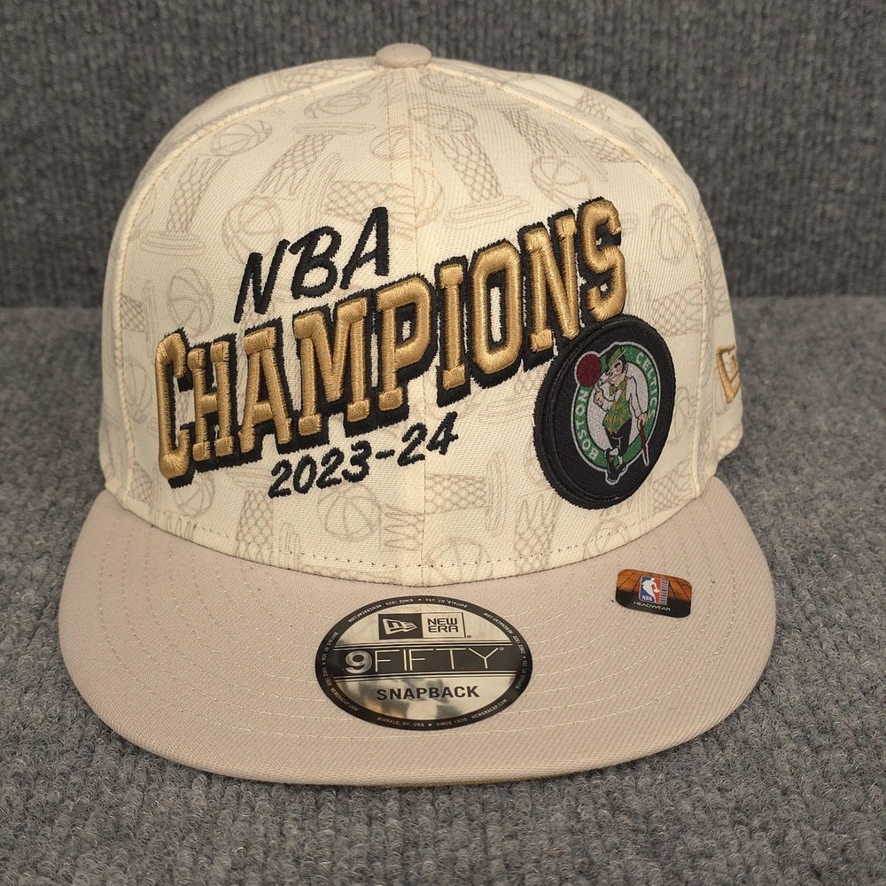Boston Celtics Hat Cap Snap Back Mens Beige NBA Champions‎ 2023-24 New Era OS
